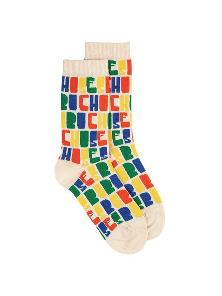 Calzino con logo multicolor all over per neonati e bambini Bobo Choses B126AI045 UNI 