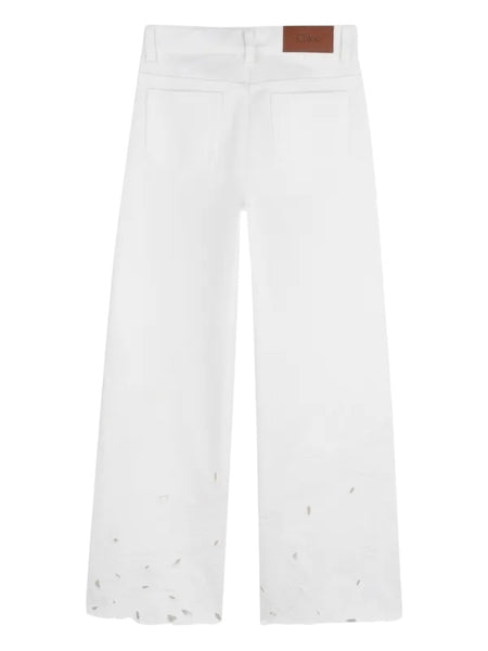 Jeans bianco con ricami per bambina Chloé C20832 117 