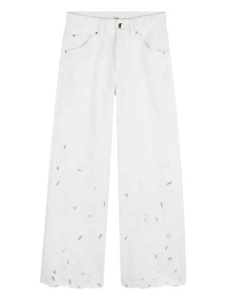 Jeans bianco con ricami per bambina Chloé C20832 117 