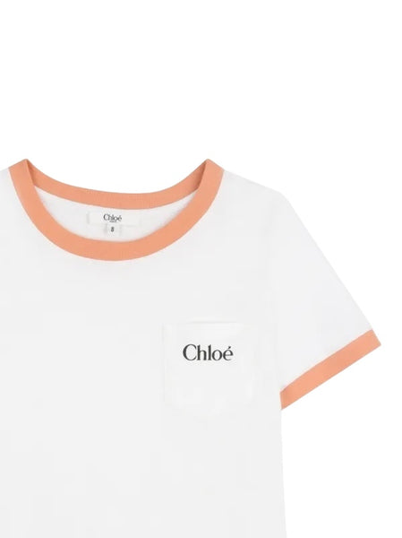 T-shirt bianca con logo per bambina Chloé C20860 117 