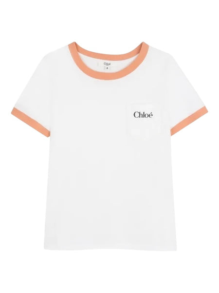 T-shirt bianca con logo per bambina Chloé C20860 117 