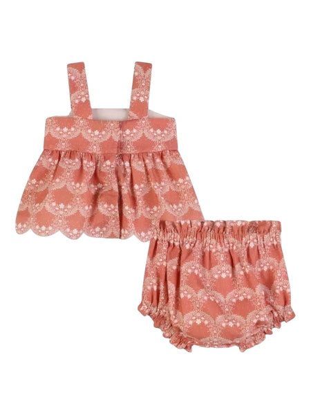Set rosa top + short con stampa all over per neonata Chloé C20921 45U 