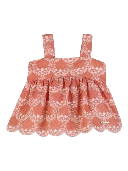 Set rosa top + short con stampa all over per neonata Chloé C20921 45U 
