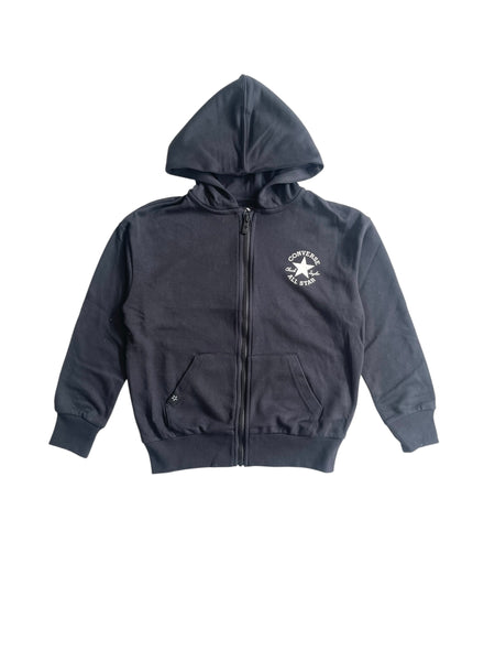 Felpa nera aperta con cappuccio per bambino Converse 9CF391 023 