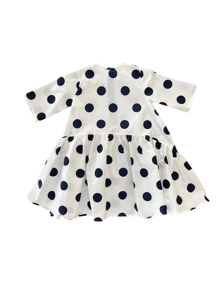 Abito bianco a pois blu per neonata e bambina Cucù Lab ALICE POIS BLU 