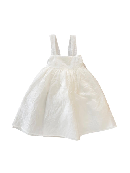Abito bianco effetto stropicciato per neonata e bambina Cucù Lab CEREMONY BOW STROPICCIO 