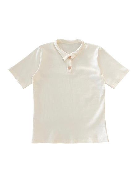 Polo ecrù a costine per neonati e bambini Cucù Lab PAOLO NEW ECRU 