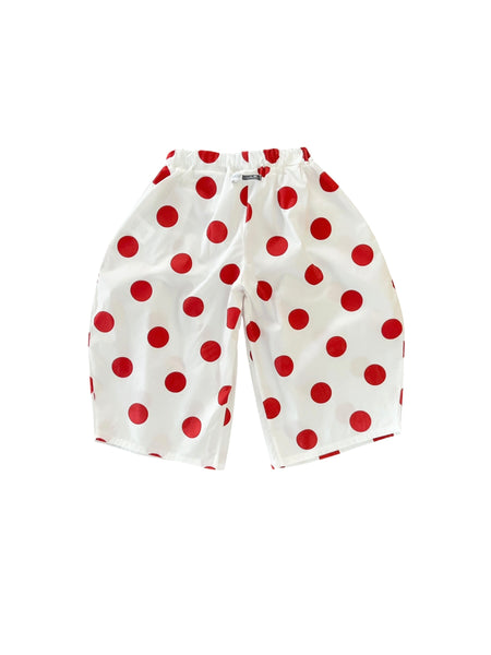 Pantalone bianco a pois rossi per neonata e bambina Cucù Lab WAGNER LONG POIS ROSSO 