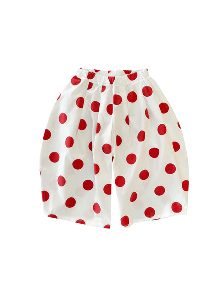 Pantalone bianco a pois rossi per neonata e bambina Cucù Lab WAGNER LONG POIS ROSSO 
