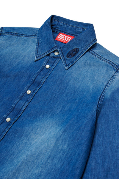 Camicia in denim blu per bambino Diesel J01330 K01 