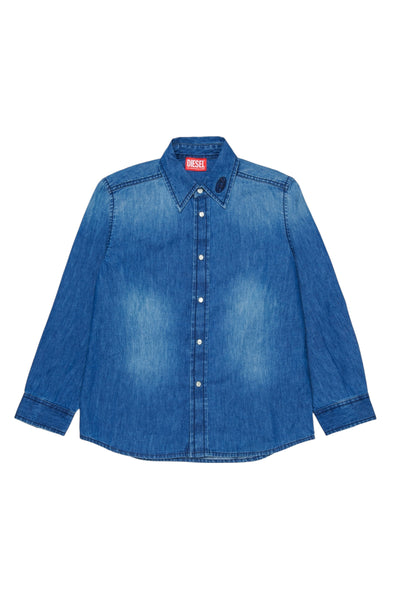 Camicia in denim blu per bambino Diesel J01330 K01 
