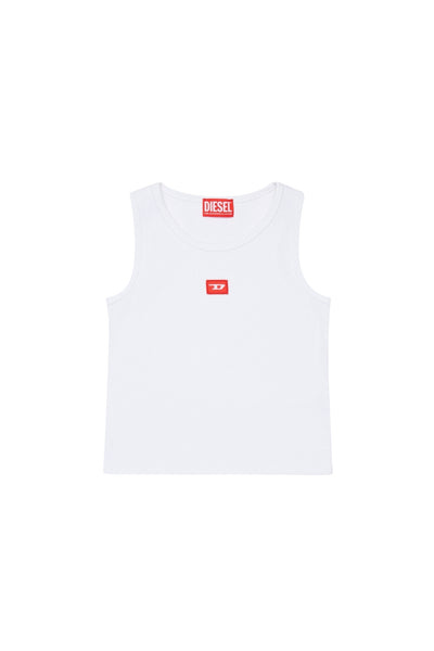 Canotta bianca a costine con logo per bambini Diesel J02594 K100 