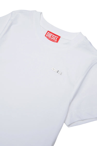 T-shirt bianca con logo per bambino Diesel J02771 K100 