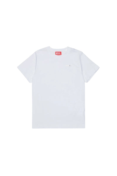 T-shirt bianca con logo per bambino Diesel J02771 K100 