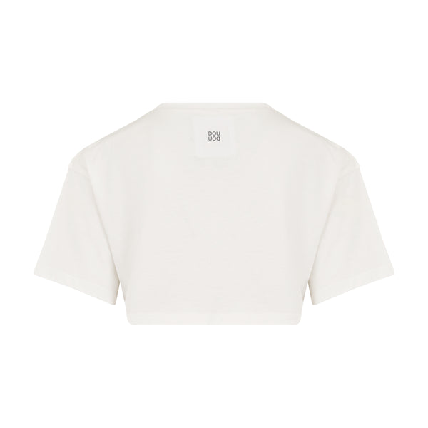 T-shirt cropped bianca per bambina Doudou DY8A11 101 