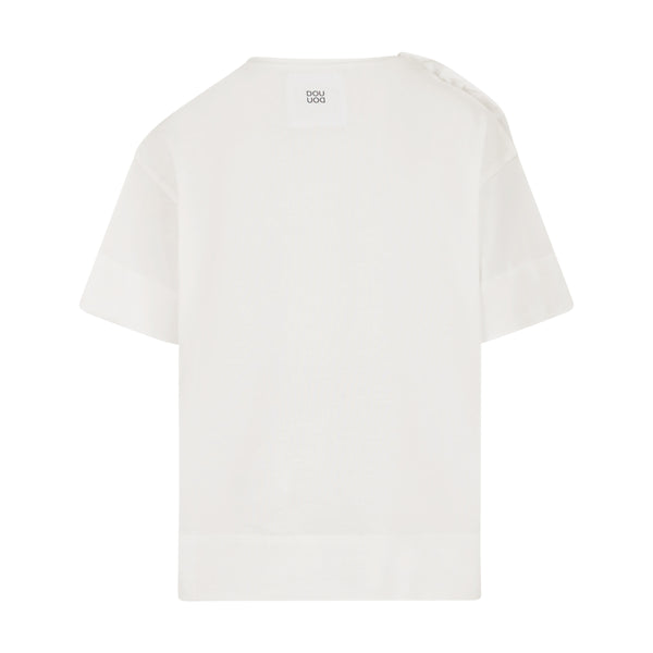 T-shirt bianca con applicazione floreale per bambina Doudou DY8A61 101 