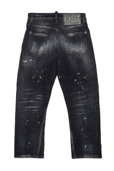 Jeans in denim nero effetto destroyed per bambino Dsquared2 DQ04B1 DQ02 