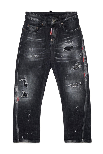 Jeans in denim nero effetto destroyed per bambino Dsquared2 DQ04B1 DQ02 