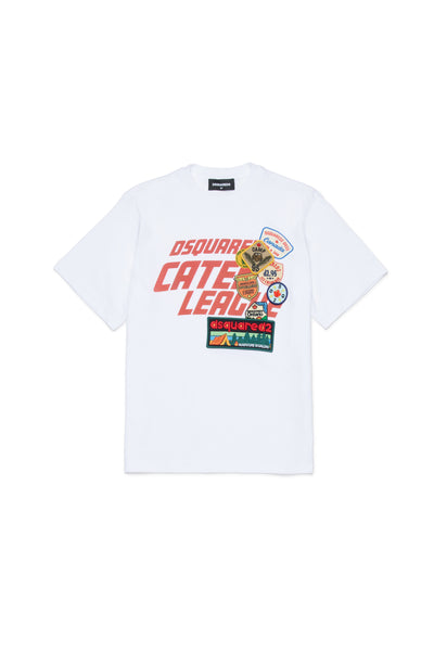 T-shirt bianca con logo per bambino Dsquared2 DQ3165 DQ100 