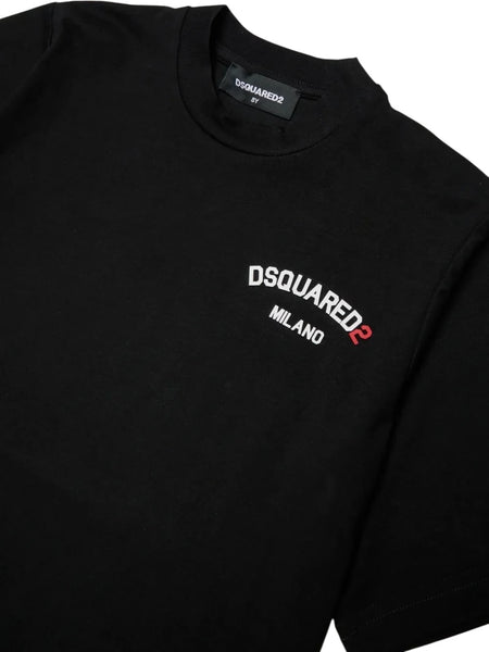 T-shirt nera con logo per bambino Dsquared2 DQ3169 DQ900 