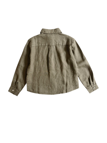 Camicia verde in lino per neonato e bambino Fiorile 1447 914 