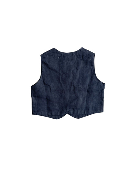 Gilet in lino blu per neonato Fiorile 1509 024 