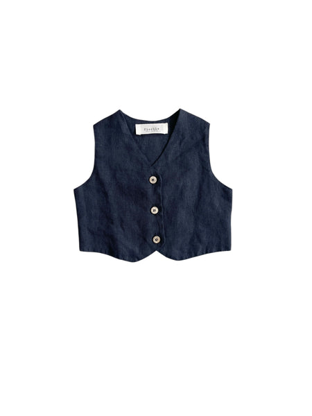 Gilet in lino blu per neonato Fiorile 1509 024 
