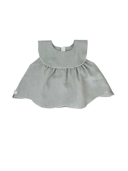 Top in lino verde oliva  per neonata e bambina Gayalab 589A GRAYGREEN 