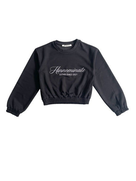 Felpa nera con logo per bambina Hinnominate 3645FY00338 BLACK 