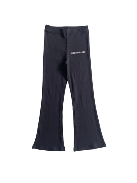Pantalone a costine nero con logo in strass per bambina Hinnominate 3645P00364 BLACK 