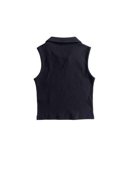 Top nero a costine con colletto per bambina Hinnominate 3646MP00363 BLACK 