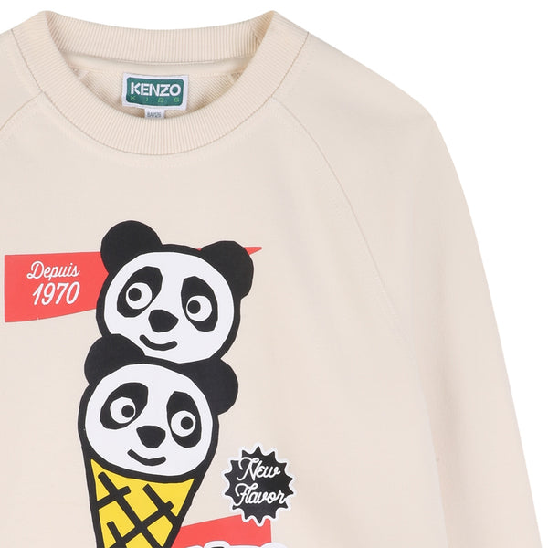 Felpa panna con stampa per bambini Kenzo K61567 208 