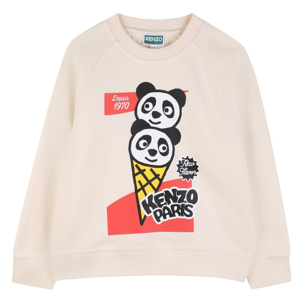 Felpa panna con stampa per bambini Kenzo K61567 208 