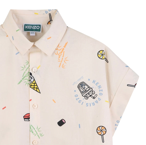 Camicia burro con stampa all over per bambino Kenzo K61628 208 