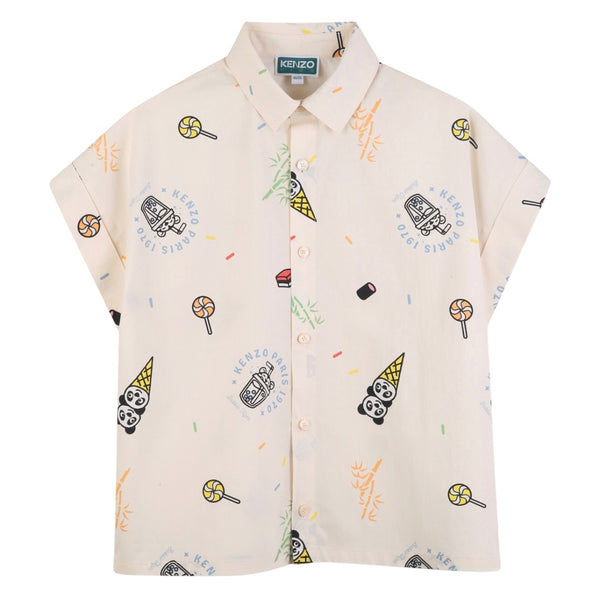 Camicia burro con stampa all over per bambino Kenzo K61628 208 