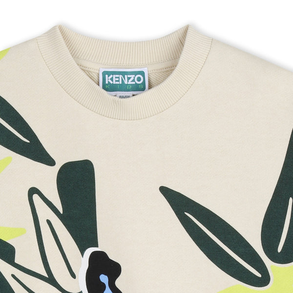 Felpa beige con stampa per bambino Kenzo K61663 255 