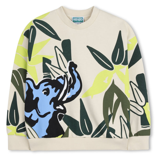 Felpa beige con stampa per bambino Kenzo K61663 255 
