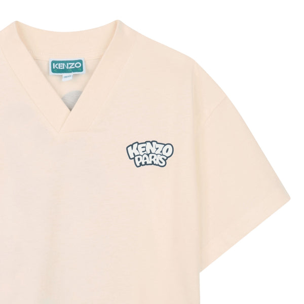 T-shirt panna con stampe per bambini Kenzo K61678 208 