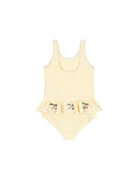 Costume intero check giallo e bianco con paillettes per neonata e bambina Konges slojd KS104790 BANANA 