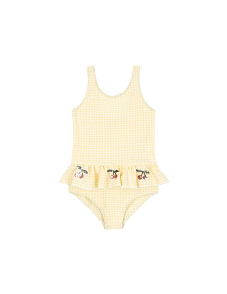 Costume intero check giallo e bianco con paillettes per neonata e bambina Konges slojd KS104790 BANANA 