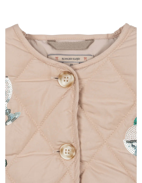 Giubbino trapuntato beige con paillettes per neonata e bambina Konges slojd KS104811 GELATO 