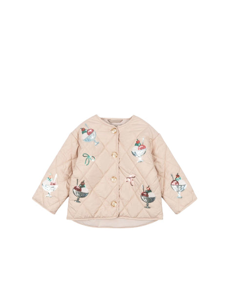 Giubbino trapuntato beige con paillettes per neonata e bambina Konges slojd KS104811 GELATO 