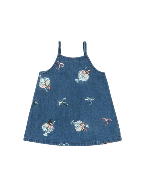 Abito in denim blu con paillettes per neonata e bambina Konges slojd KS104975 GELATO 
