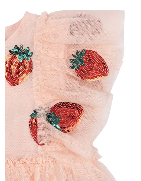 Abito rosa in tulle con paillettes applicate per neonata e bambina Konges slojd KS105137 STRAWBERRY 