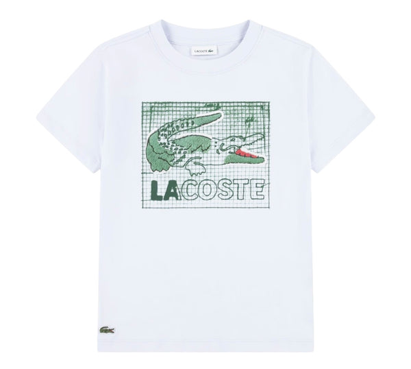 T-shirt bianca con stampa per bambino Lacoste 947583 W8L 