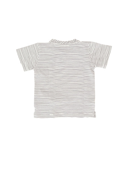 T-shirt panna a righe carbone per neonato Maperò M33152 RIGA ARENARIA 