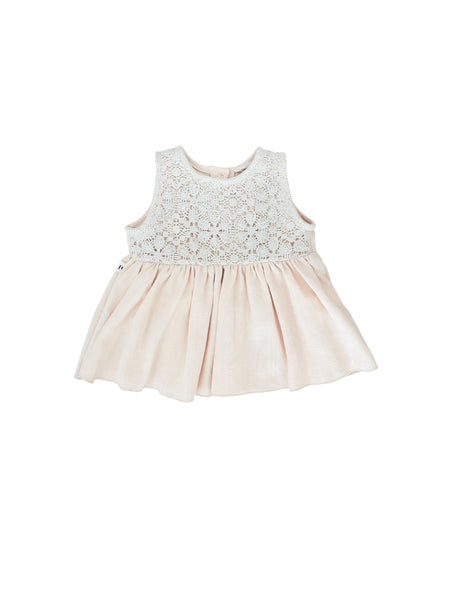 Top pesca con ricami beige per neonata Maperò M33176 ROSA TRAMONTO 