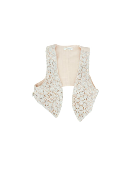 Gilet pesca con ricami beige per neonata Maperò M33351 ROSA TRAMONTO 