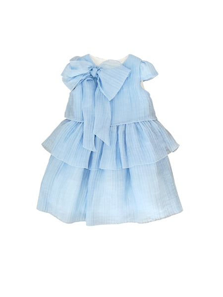 Abito celeste plissé per neonata e bambina Maperò PC05209 CELESTE 