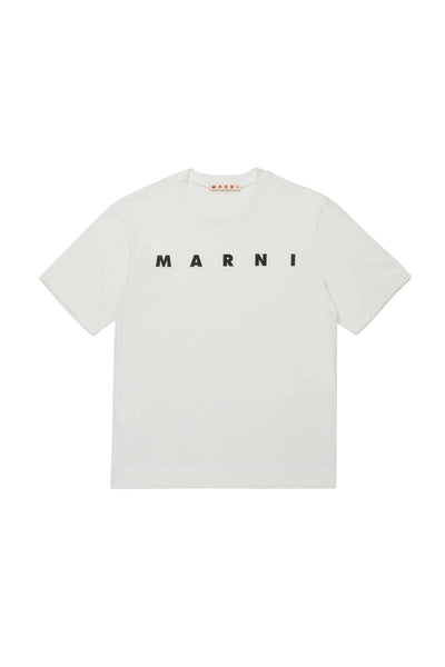 T-shirt bianca con logo per bambini Marni M002MV 0M100 